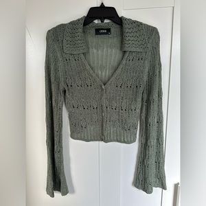 Boho crochet cropped cardigan sweater, size medium